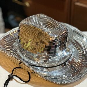 Silver Sequin Mirror Cowboy Hat